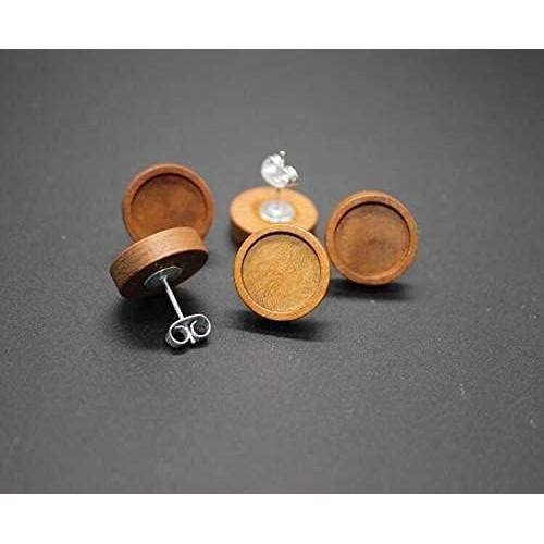 40 Piezas Cabujón de Madera 12mm y Acero Inoxidable SHUNAE