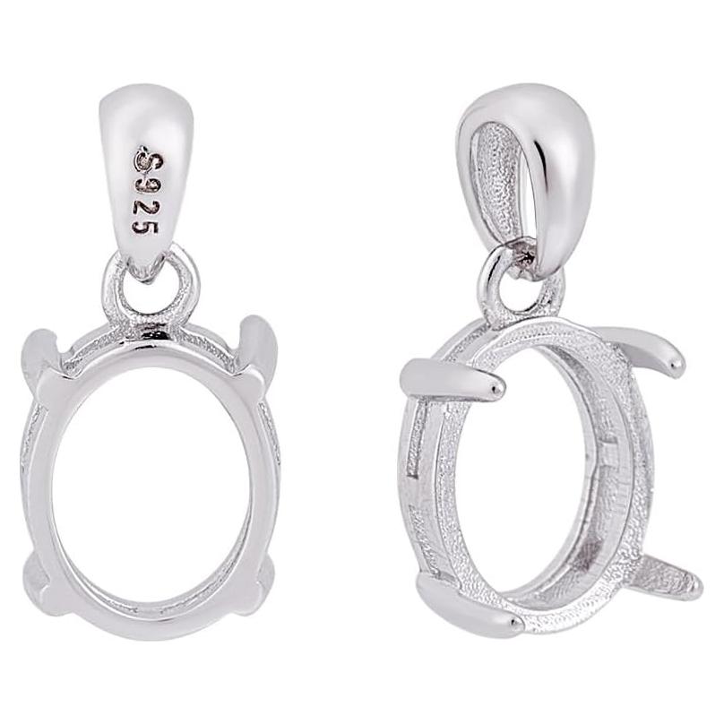 2 Piezas de Encantos Ovalados 925 Plata Esterlina para DIY