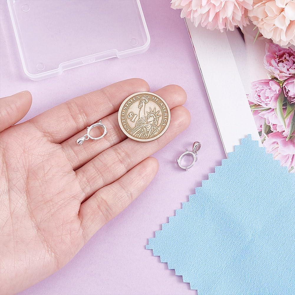 2 Piezas de Encantos Ovalados 925 Plata Esterlina para DIY