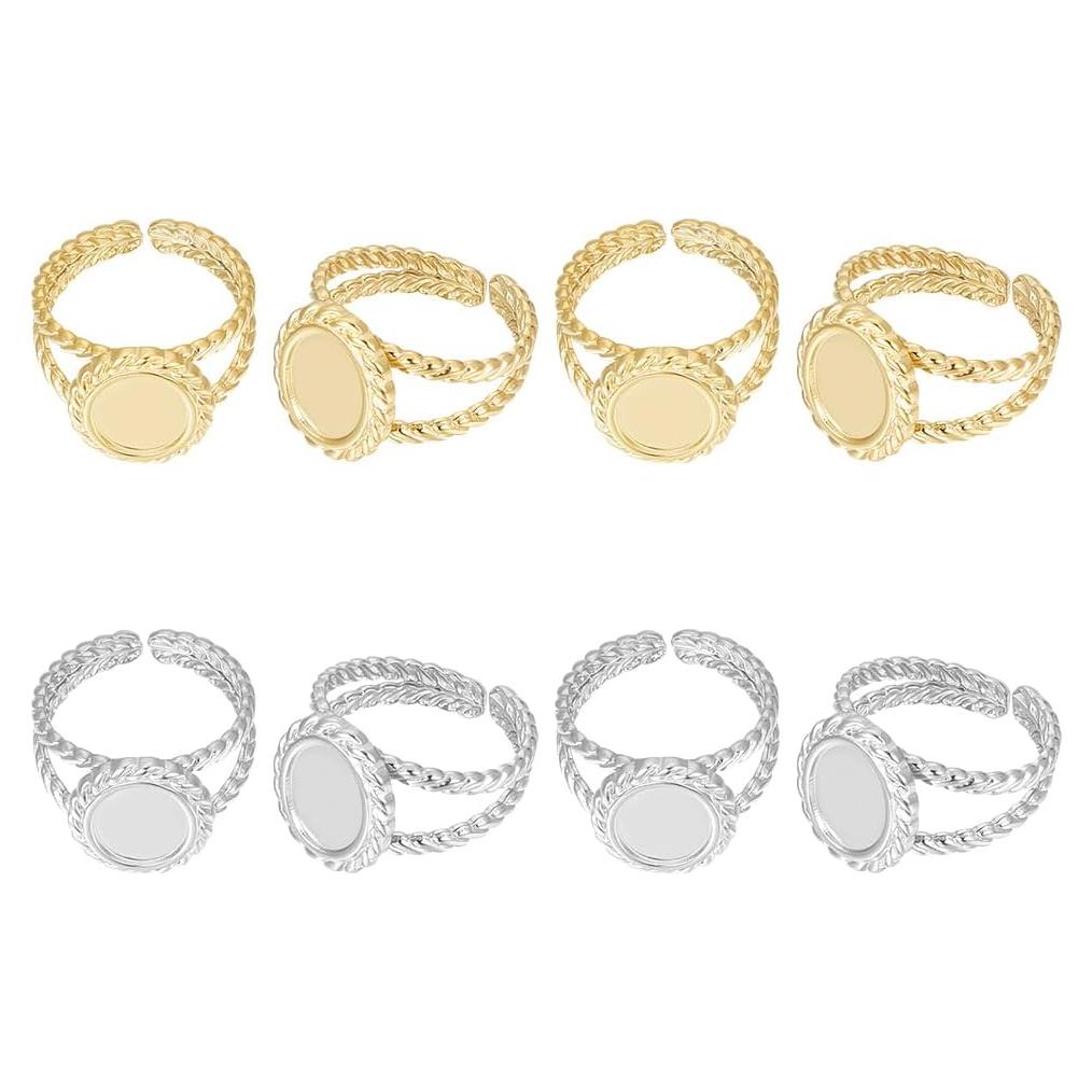 Kit de Anillos en Blanco UNICRAFTALE 8 Piezas Acero Inoxidable