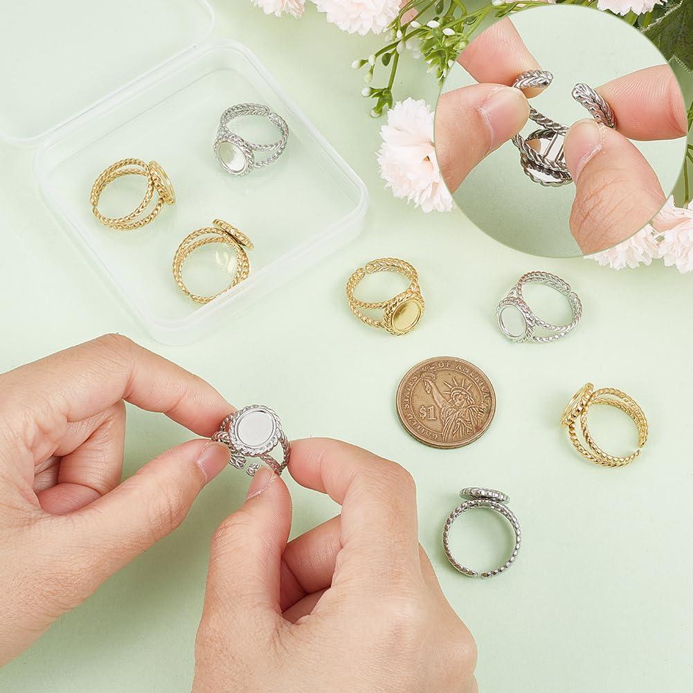 Kit de Anillos en Blanco UNICRAFTALE 8 Piezas Acero Inoxidable