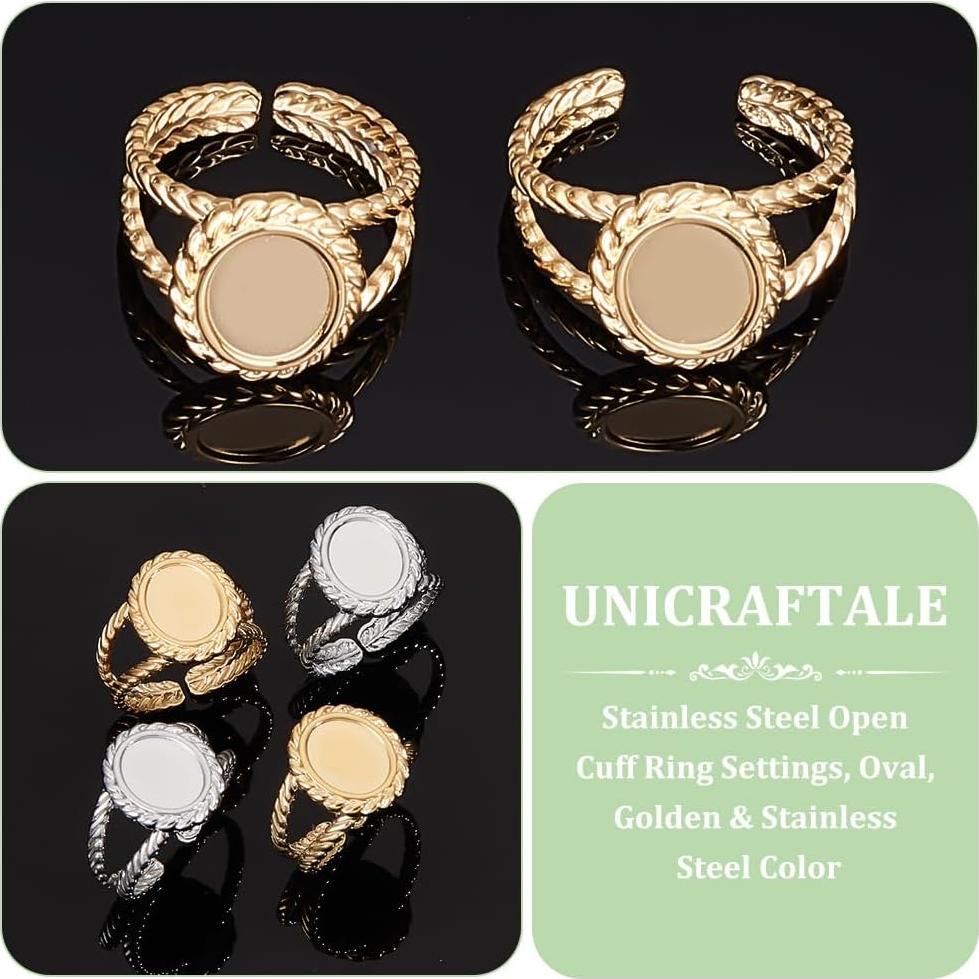 Kit de Anillos en Blanco UNICRAFTALE 8 Piezas Acero Inoxidable