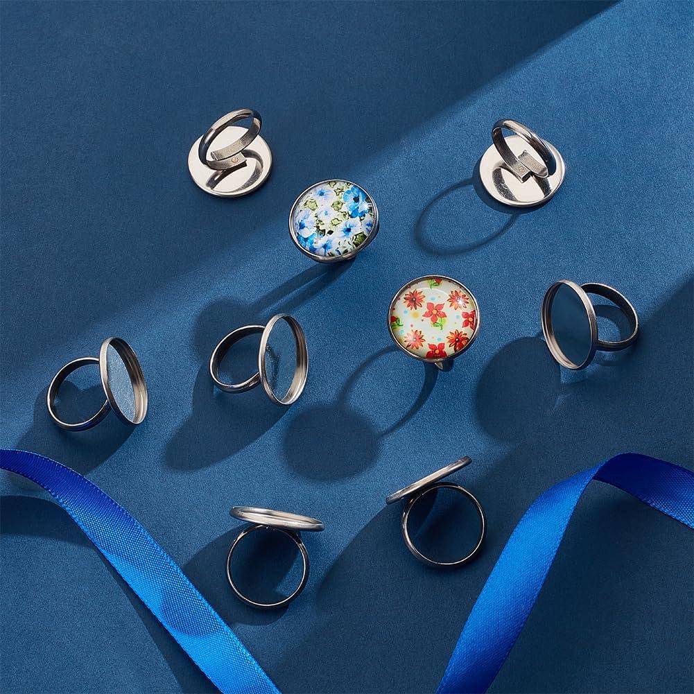 50pcs Base de Anillo Ajustable Acero Inoxidable 20mm PH PandaHall