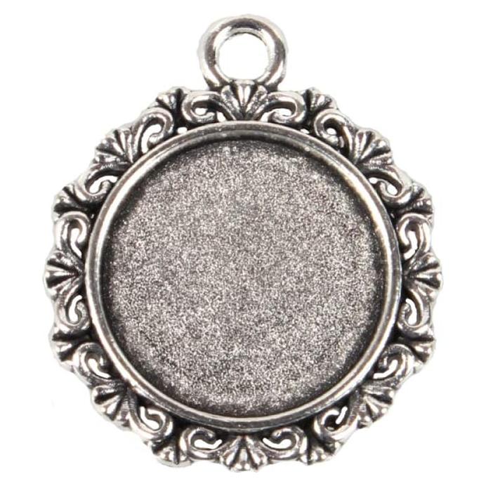 Colgantes Redondos de Plata Antigua KISSITTY 10Pcs 25x30mm