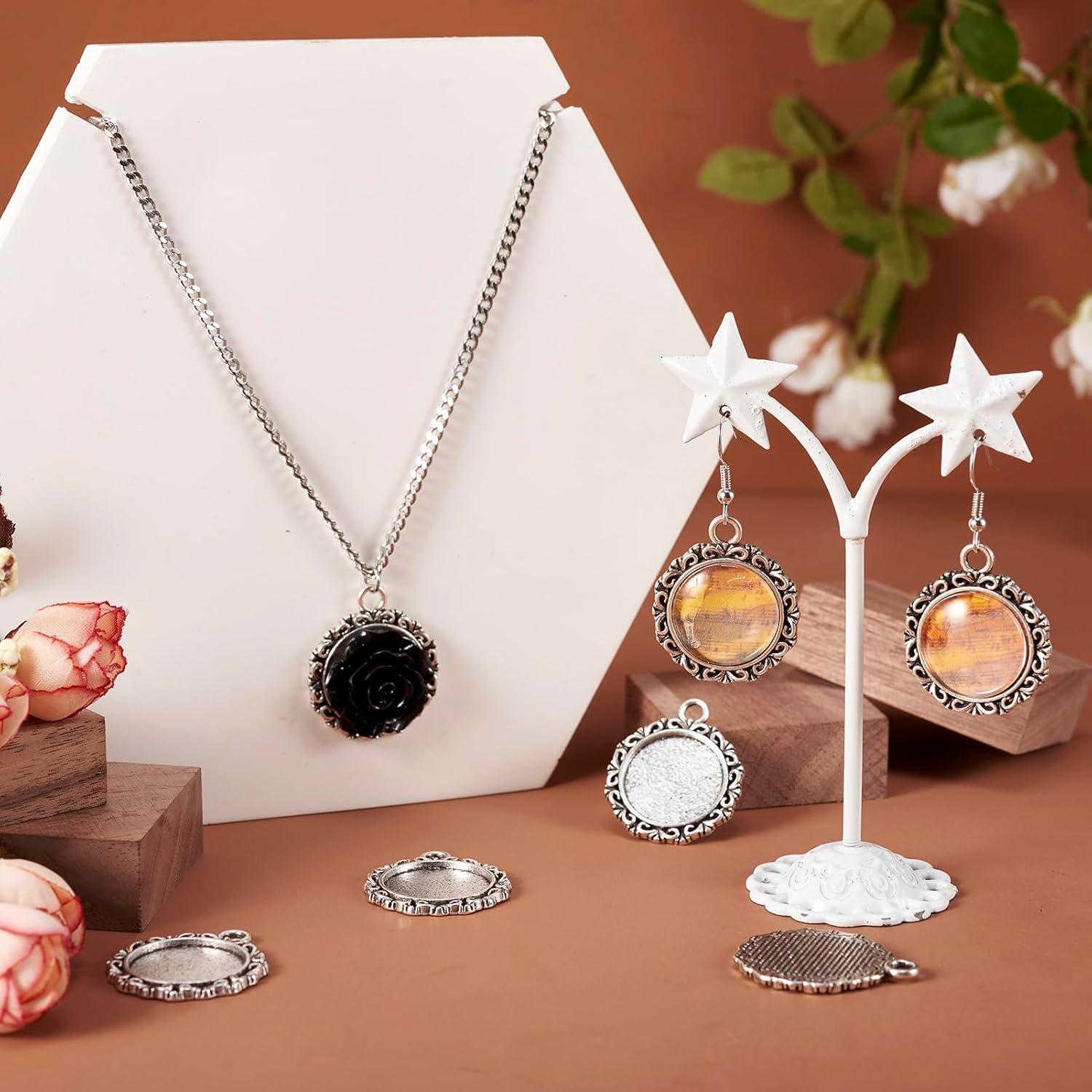 Colgantes Redondos de Plata Antigua KISSITTY 10Pcs 25x30mm