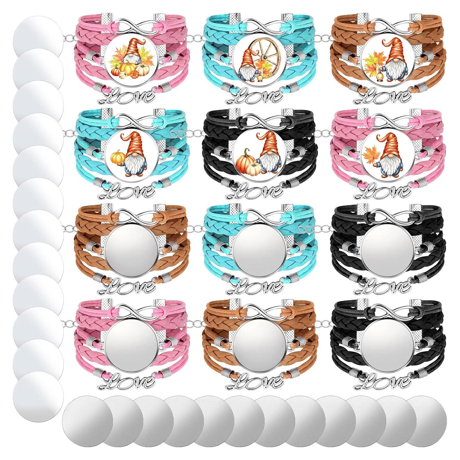 12 Pulseras de Cuero en Blanco para Sublimación Cinunk