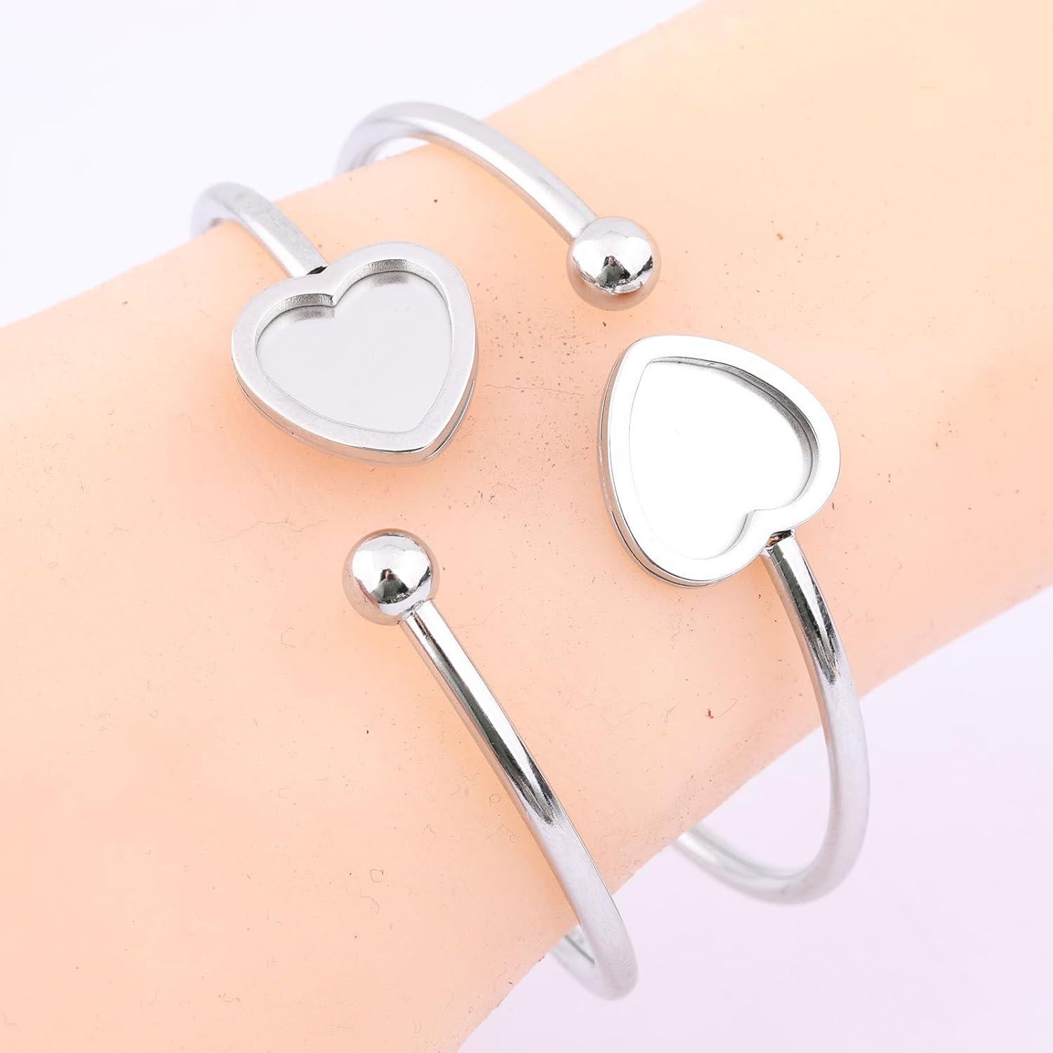 5 Piezas Base de Pulsera Corazón 12mm Acero Inoxidable Reidgaller