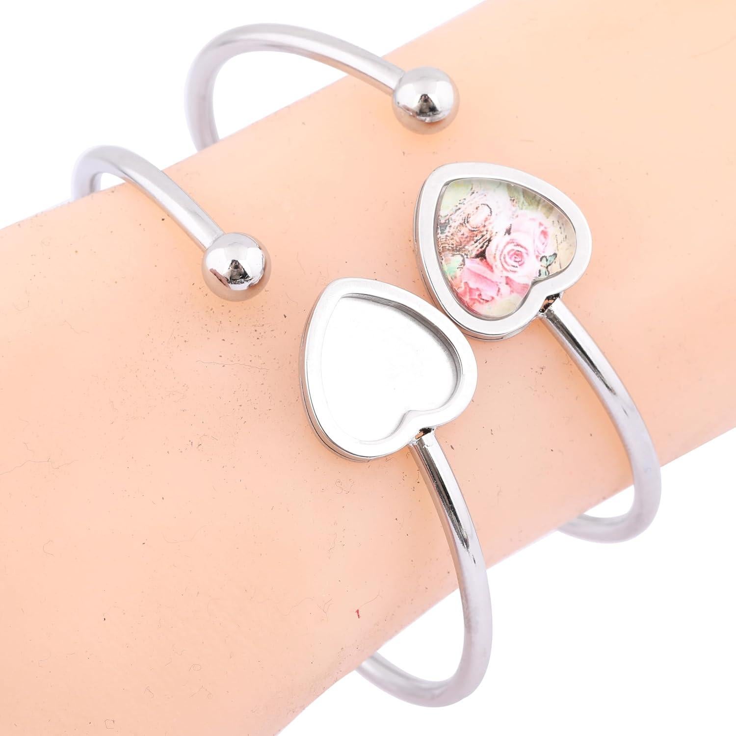 5 Piezas Base de Pulsera Corazón 12mm Acero Inoxidable Reidgaller