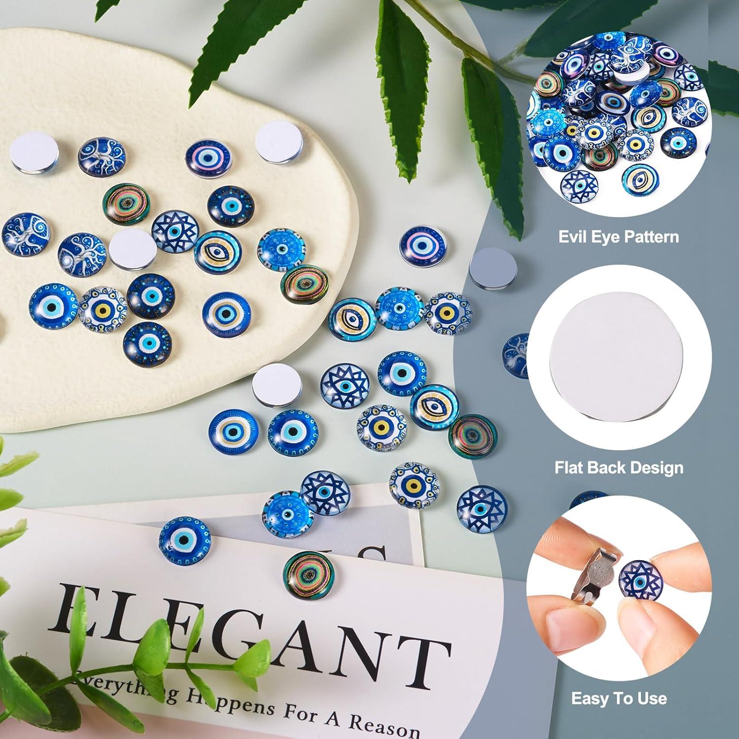 Cabochones de Vidrio Ojo Maligno 12mm 60pcs PH PandaHall