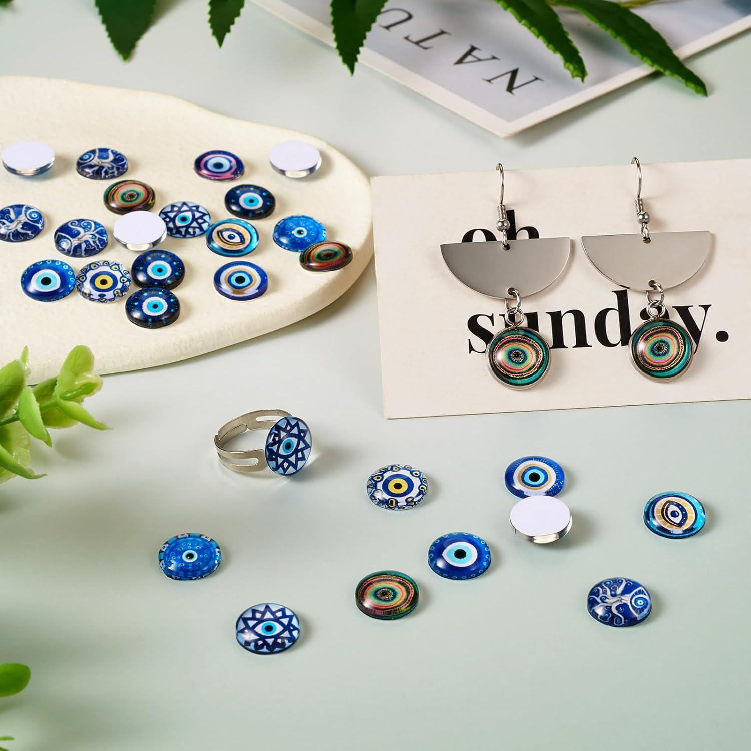 Cabochones de Vidrio Ojo Maligno 12mm 60pcs PH PandaHall