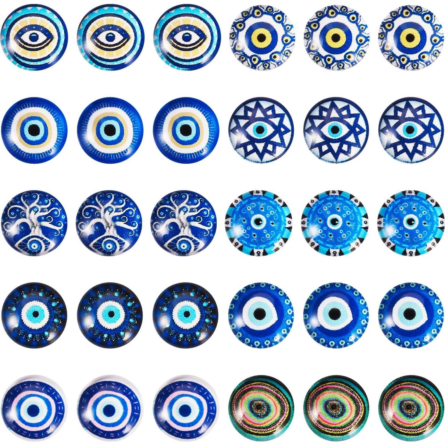 Cabochones de Vidrio Ojo Maligno 12mm 60pcs PH PandaHall