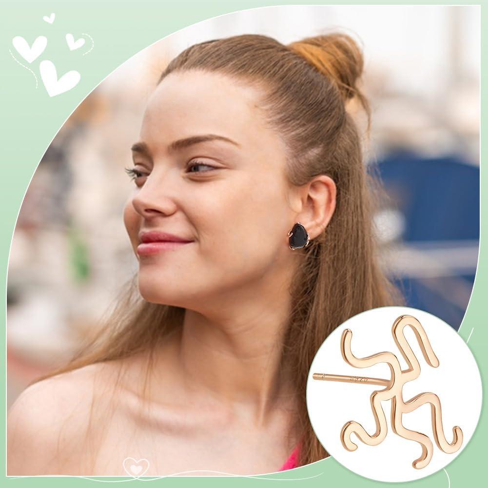 BENECREAT 925 Sterling Silver 5 Claw Prong Earring Blank, 0.49x0.57Inch Ring Base Finding for Irregular Gemstone Setting Jewelry Making DIY Fashion Earring(Matte Gold)