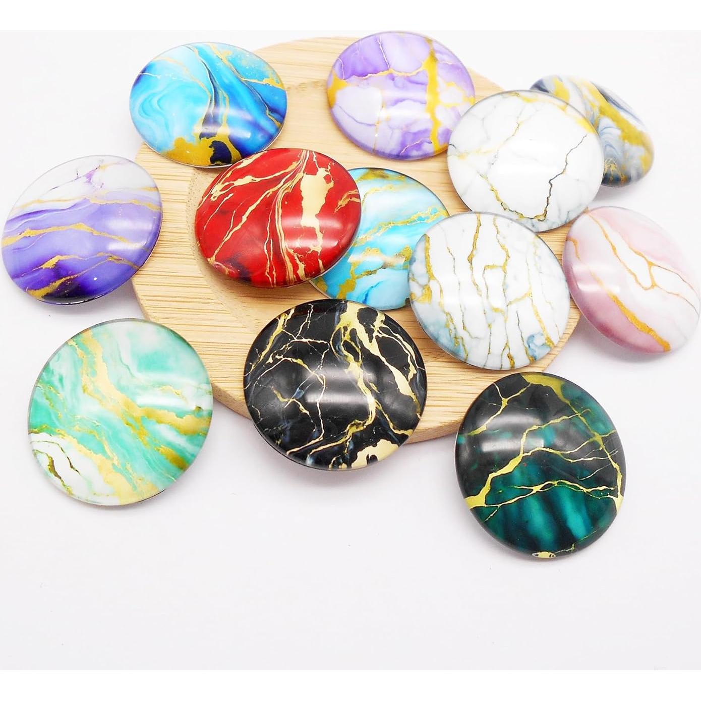 48 Cabujones de Vidrio Coloridos 18mm para Joyas DIY - Julie Wang