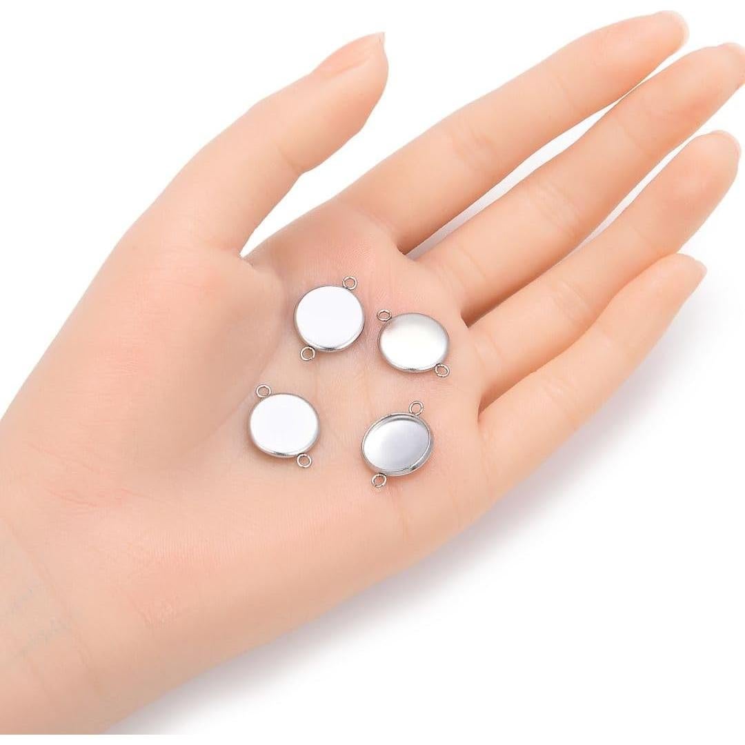 50pcs Conectores Bezel Acero Inoxidable 12mm Adabele