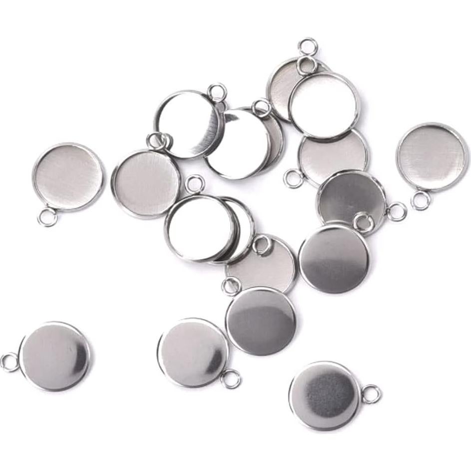 50pcs Conectores Bezel Acero Inoxidable 12mm Adabele