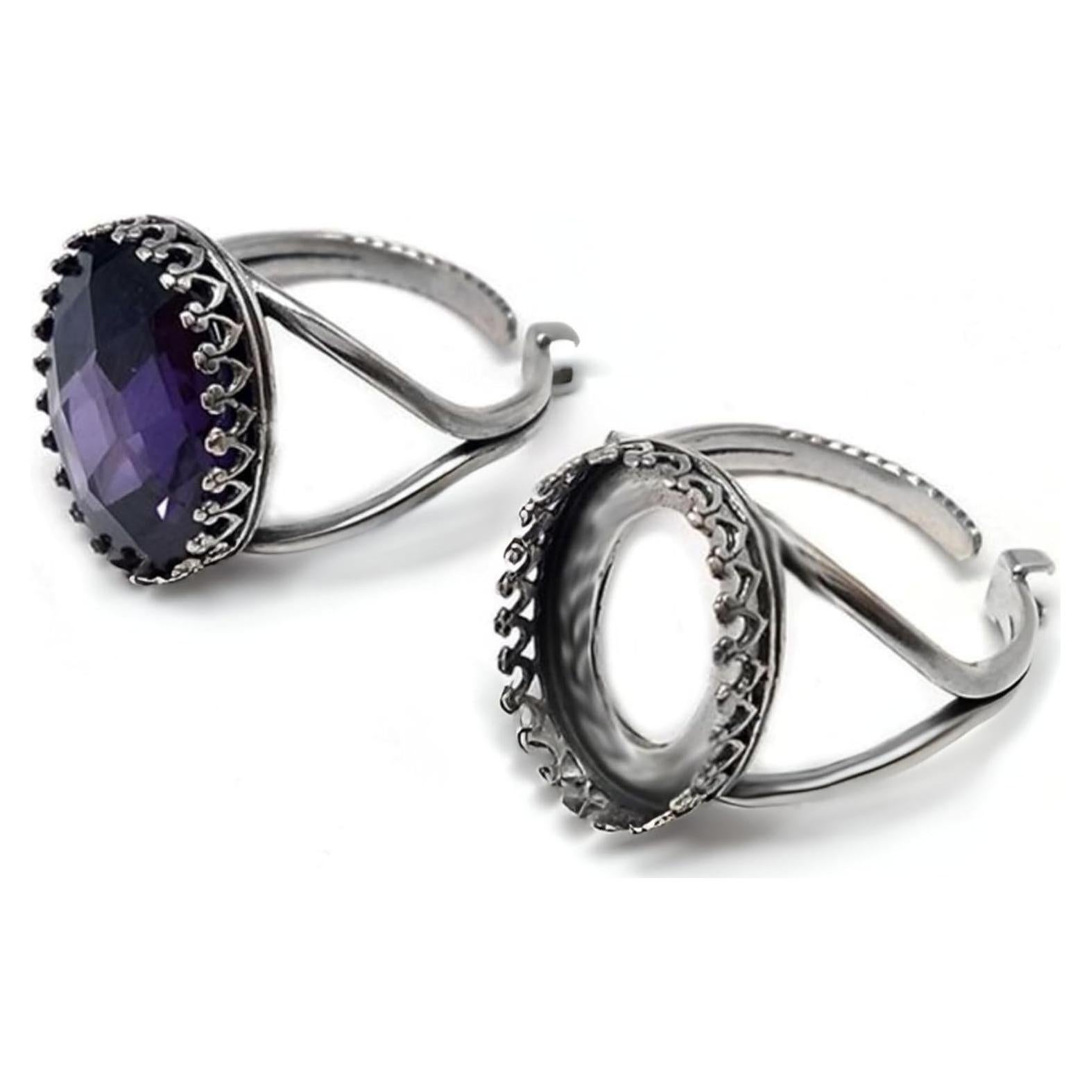 Anillo Ajustable de Plata Esterlina 925 para Joyería 13x18mm