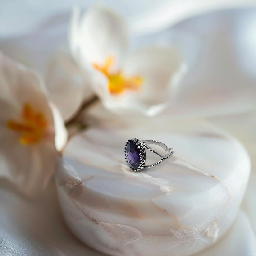 Anillo Ajustable de Plata Esterlina 925 para Joyería 13x18mm