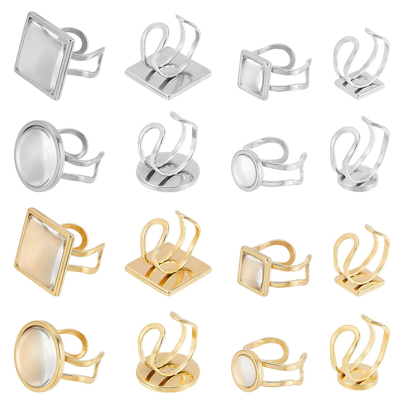 DICOSMETIC 8 Anillos en Blanco Ajustables Acero Inoxidable 10-18mm