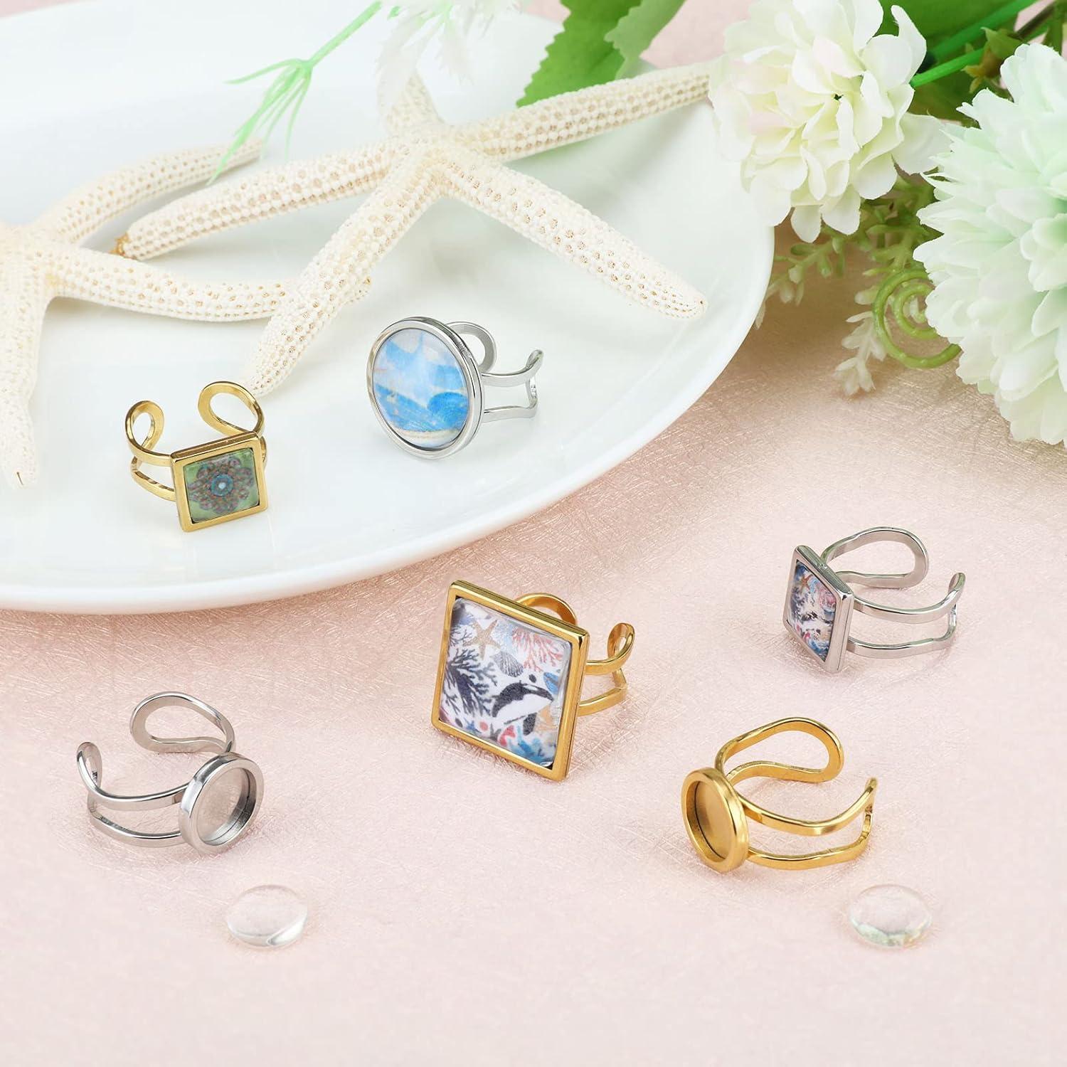 DICOSMETIC 8 Anillos en Blanco Ajustables Acero Inoxidable 10-18mm