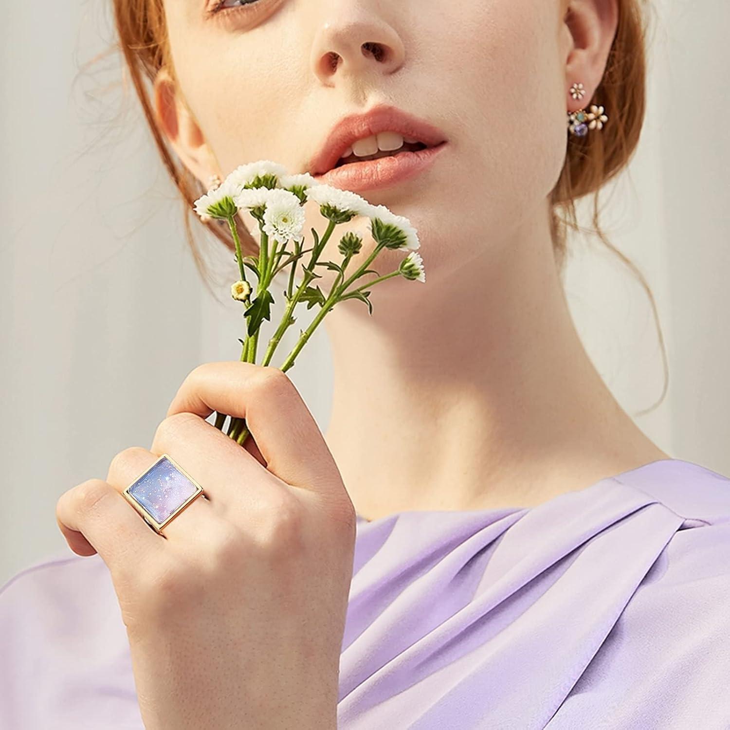 DICOSMETIC 8 Anillos en Blanco Ajustables Acero Inoxidable 10-18mm