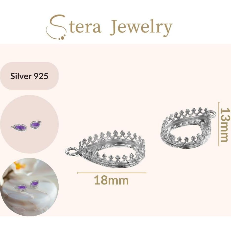 Bandejas de Colgante de Plata Esterlina 925 Stera Jewelry - 2 Piezas 13x18mm