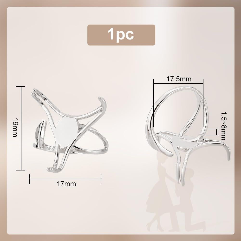 Base de Anillo Ajustable Plata Esterlina 925 PH PandaHall 17mm