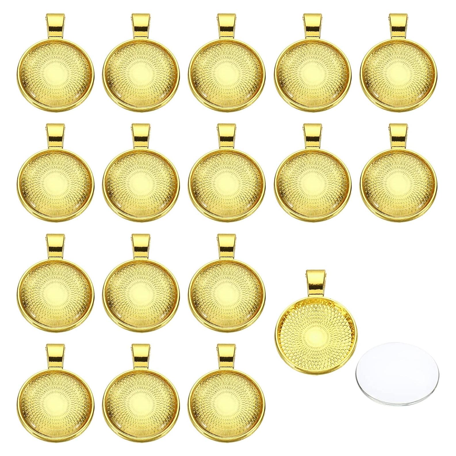 Bandejas de Colgante PATIKIL 30 Conjuntos 20mm Oro Brillante