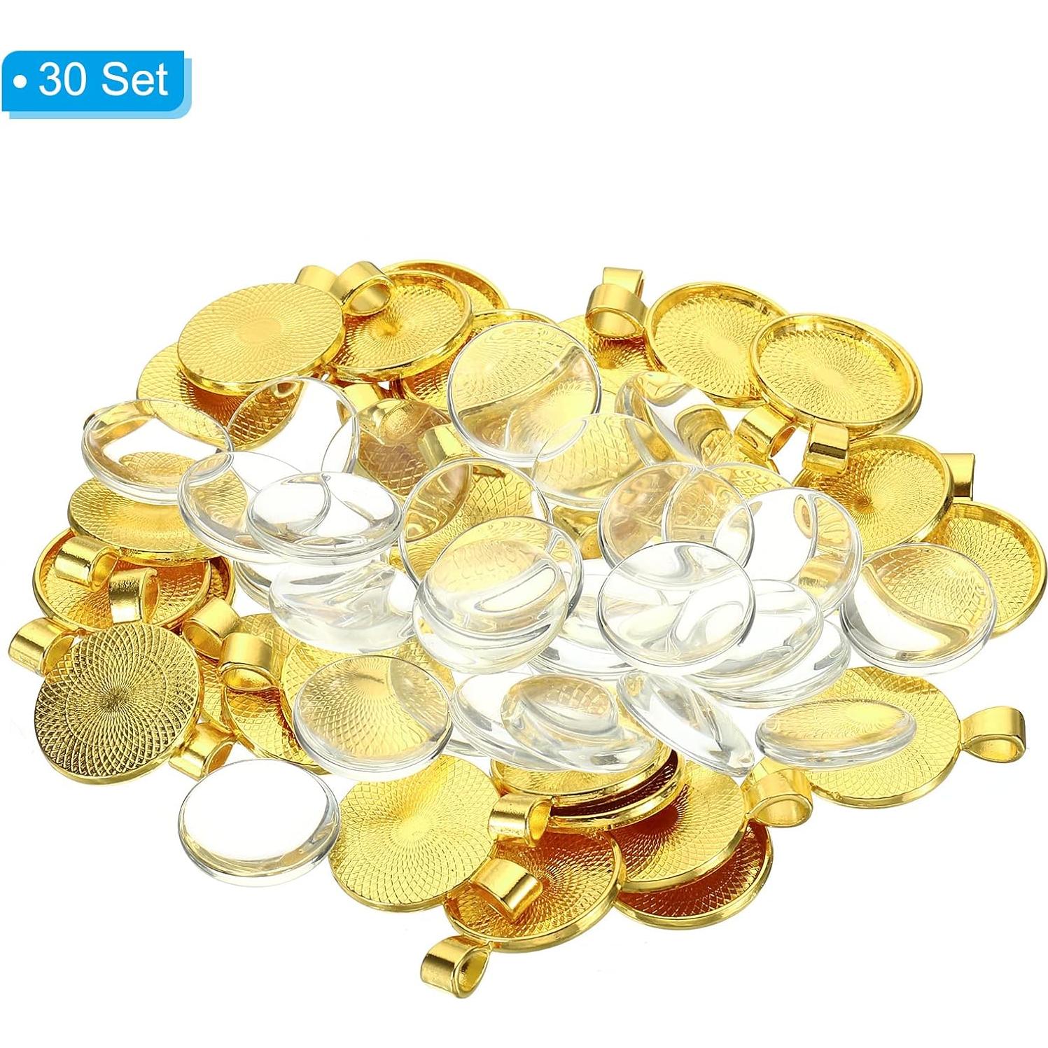 Bandejas de Colgante PATIKIL 30 Conjuntos 20mm Oro Brillante