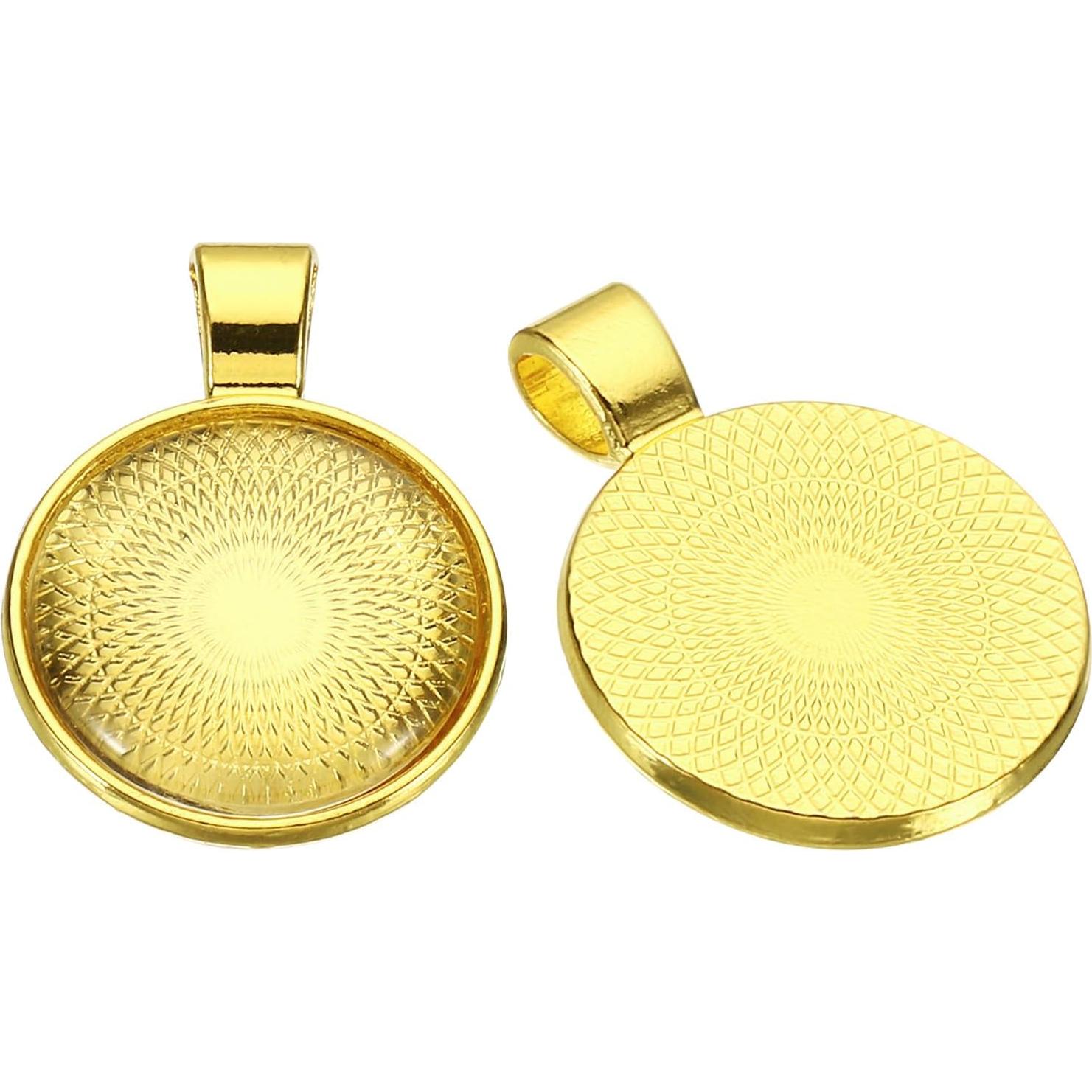 Bandejas de Colgante PATIKIL 30 Conjuntos 20mm Oro Brillante