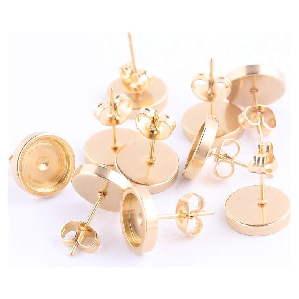 20 Piezas Base de Pendientes Reidgaller Acero Inoxidable 8mm