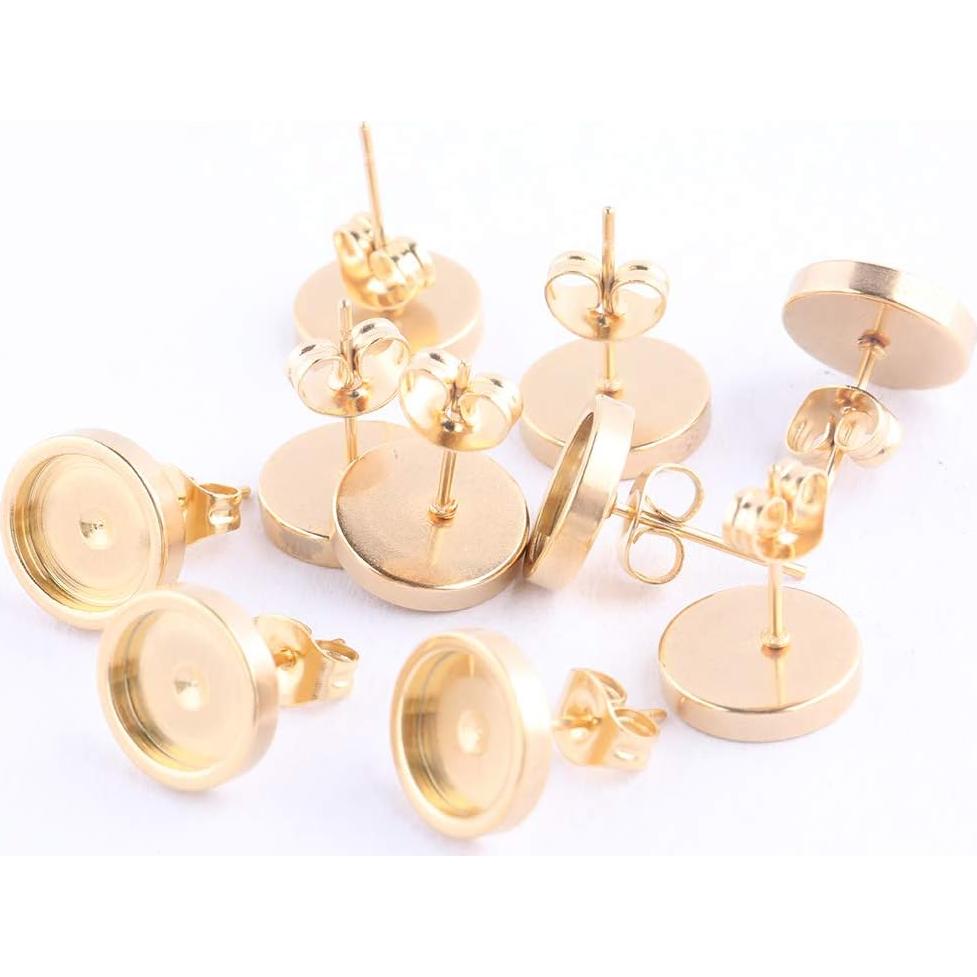 20 Piezas Base de Pendientes Reidgaller Acero Inoxidable 8mm