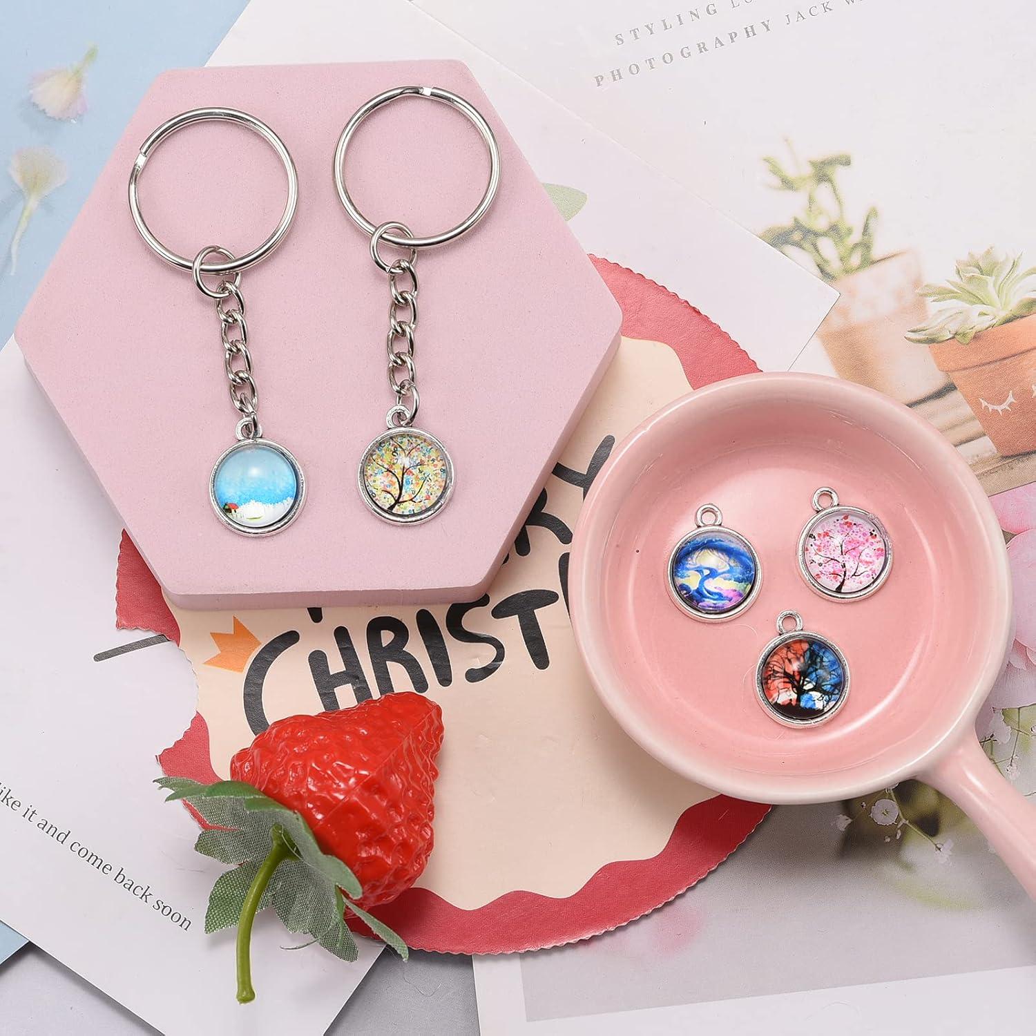 60 Bandejas de Colgante Redondas 12mm Zinc Plata para DIY