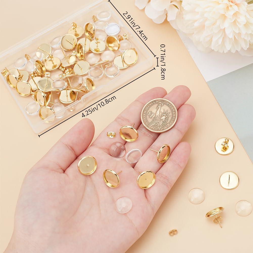 Beebeecraft Kit 40 Aretes DIY Acero Inoxidable Baño Oro 18K