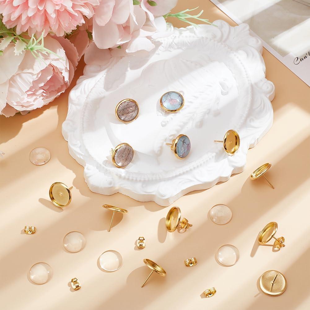 Beebeecraft Kit 40 Aretes DIY Acero Inoxidable Baño Oro 18K