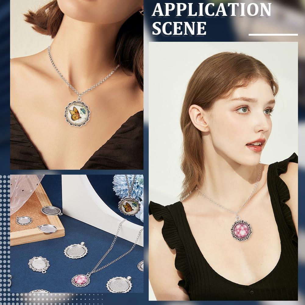 Kit de 44 Piezas de Pendientes Cabochón SUNNYCLUE - 11 Estilos de Bezel Plata para Joyería DIY