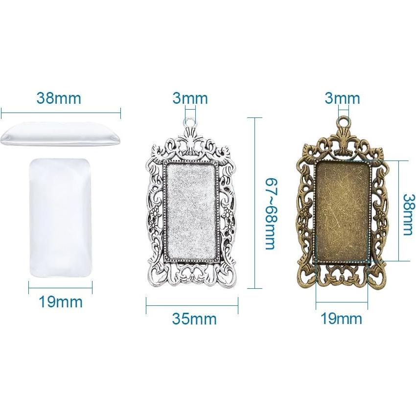 Kissitty 10pcs Bandejas Rectangulares Plata Antigua y Bronce