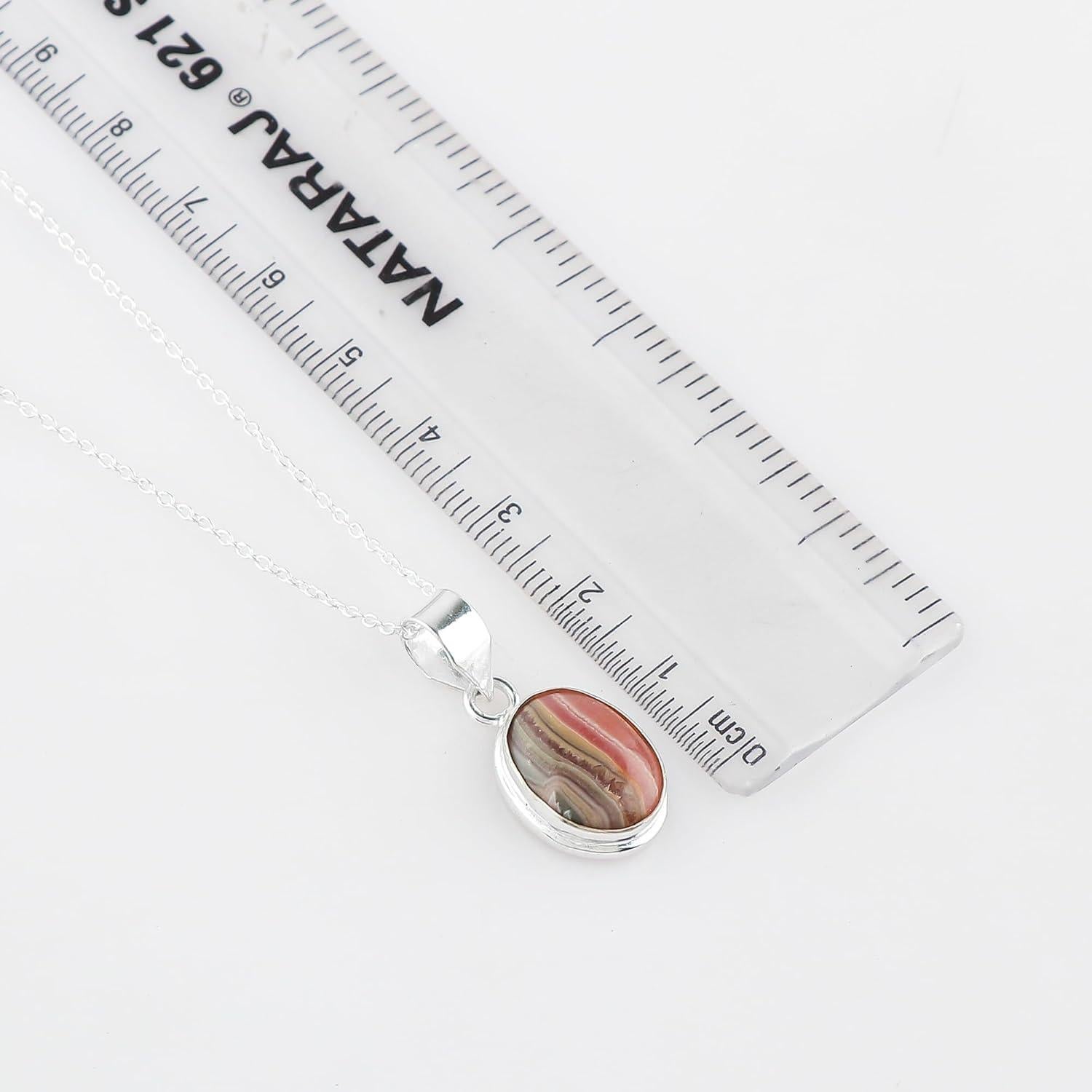 Colgante de Rodocrosita Ovalada YASHEE con Bezel 40.6 cm