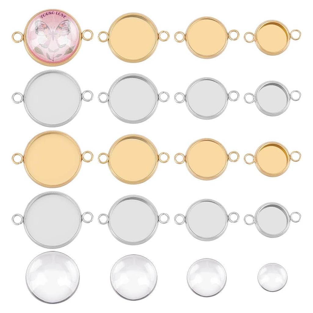 Conjuntos de Conectores de Cabochón UNICRAFTALE 40 Piezas 8-14mm