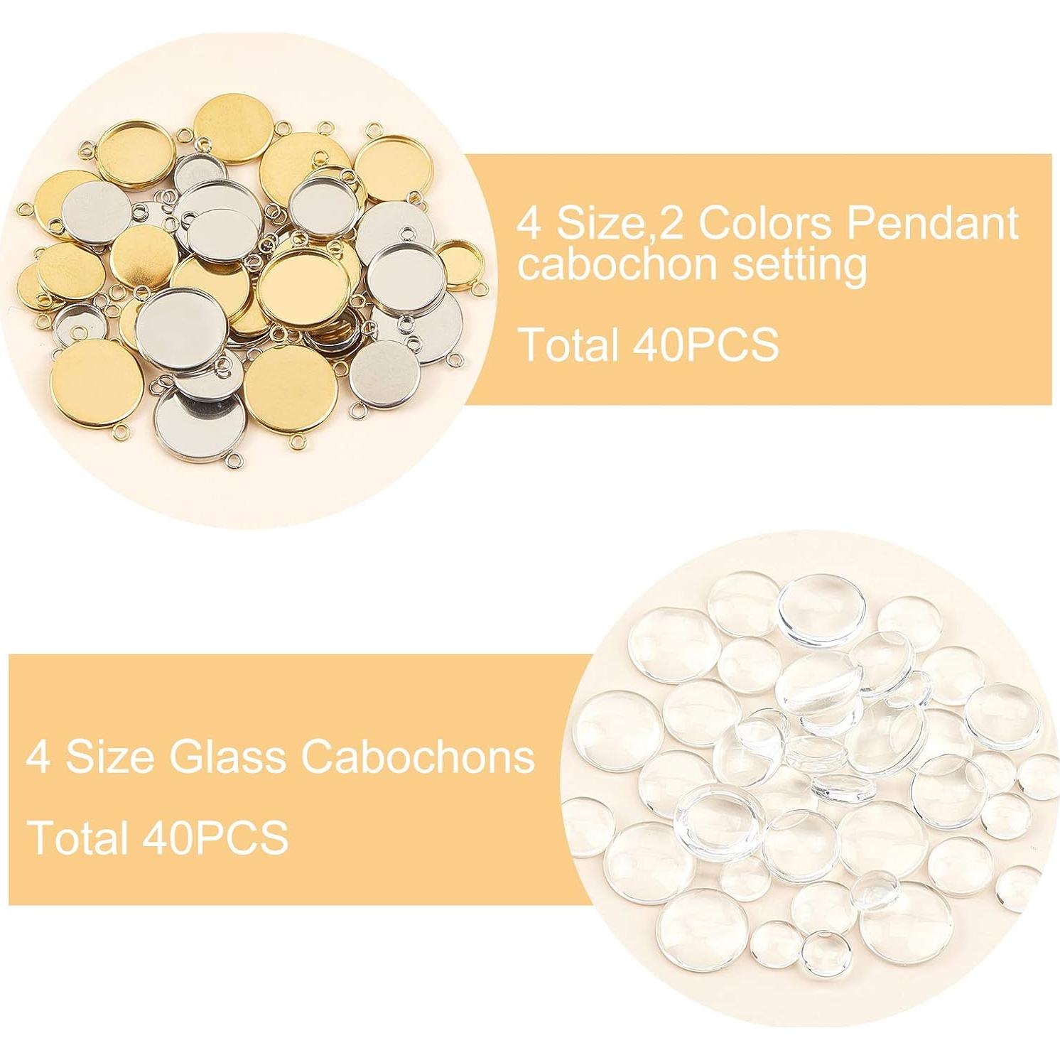 Conjuntos de Conectores de Cabochón UNICRAFTALE 40 Piezas 8-14mm