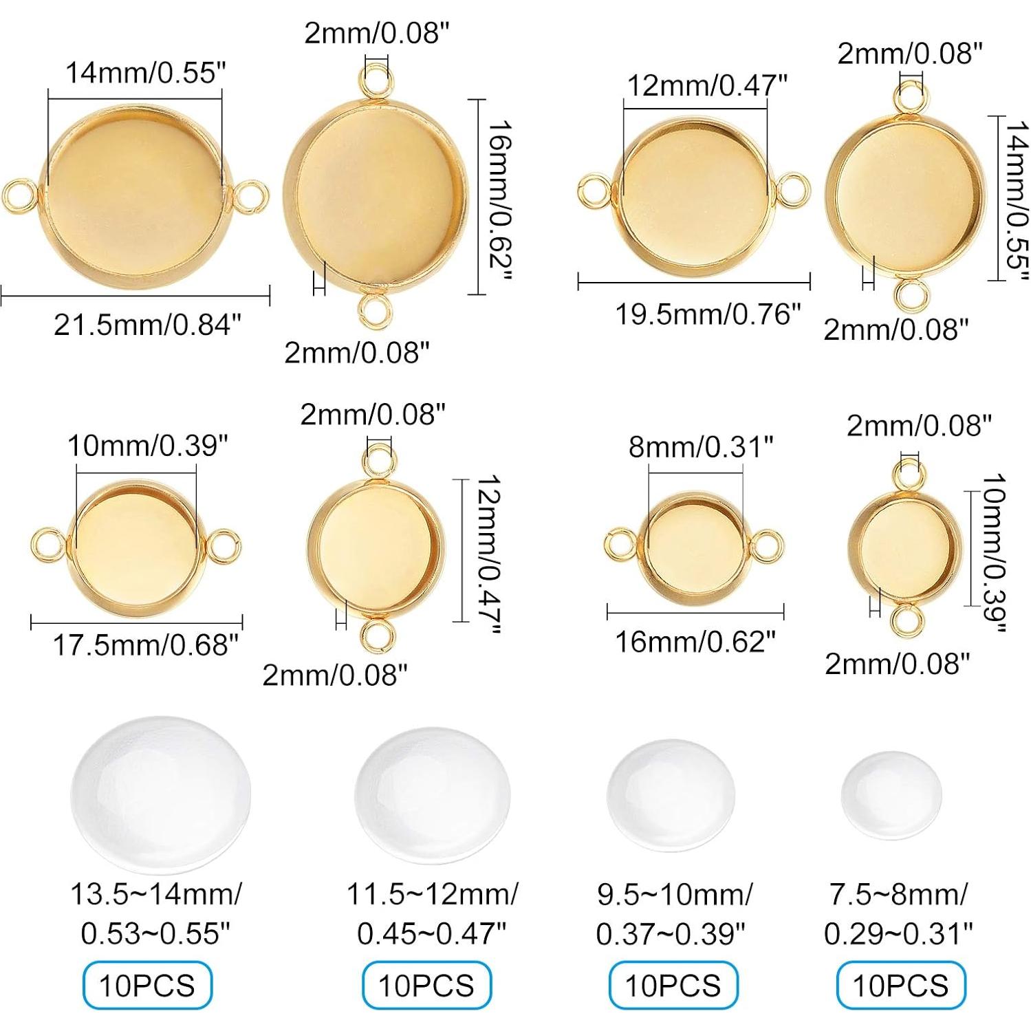 Conjuntos de Conectores de Cabochón UNICRAFTALE 40 Piezas 8-14mm