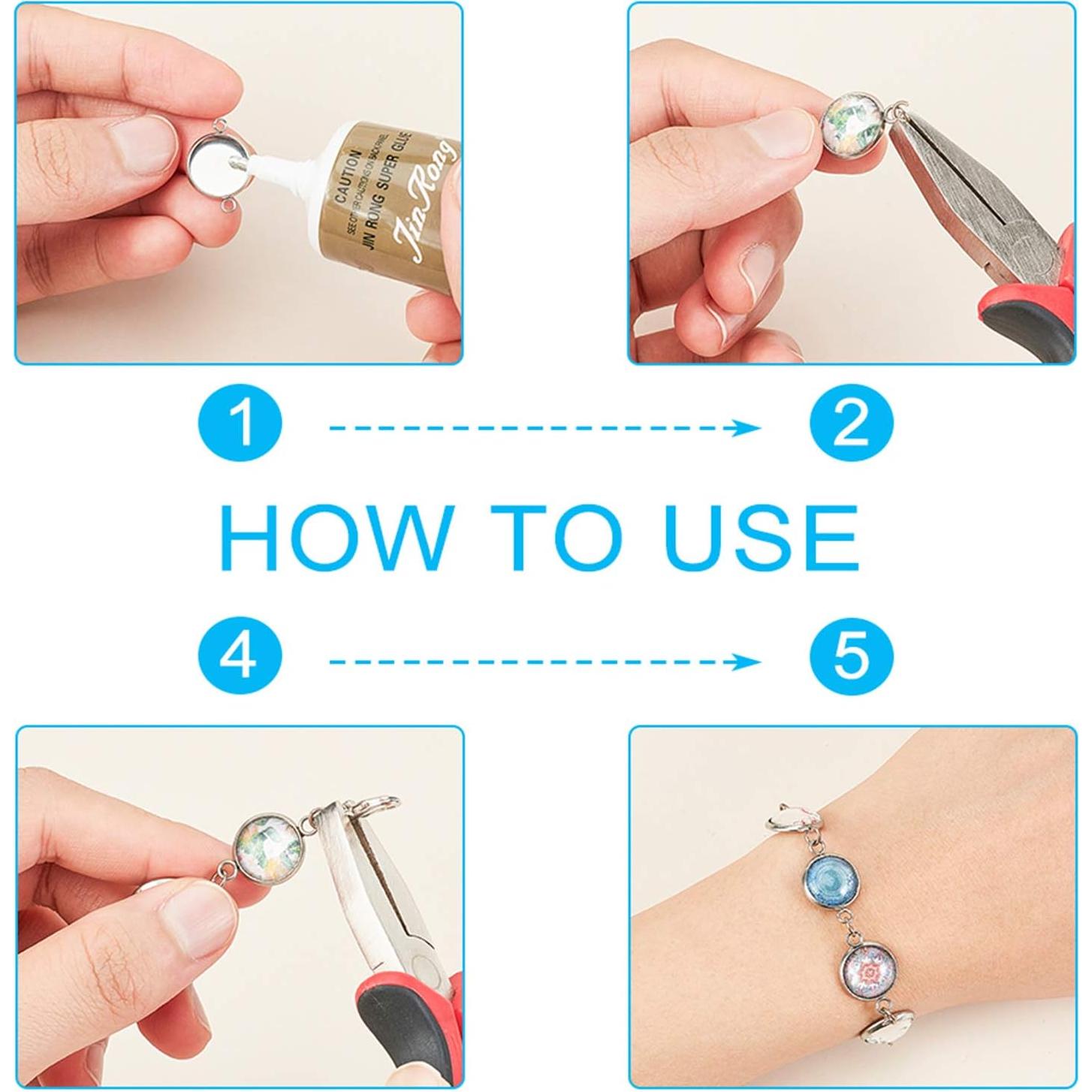 Conjuntos de Conectores de Cabochón UNICRAFTALE 40 Piezas 8-14mm