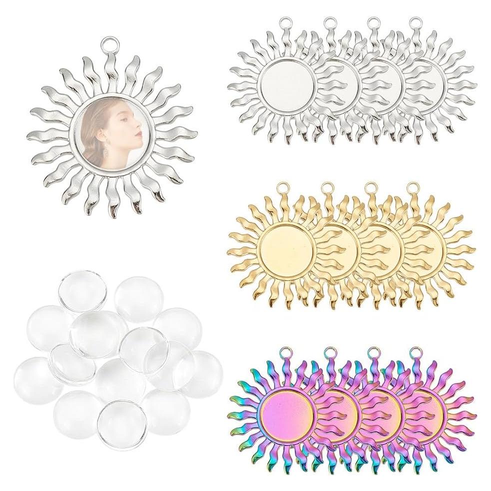 Kit de Joyas DIY arricraft 24 Pcs Base Cabochón 15mm Acero Inoxidable