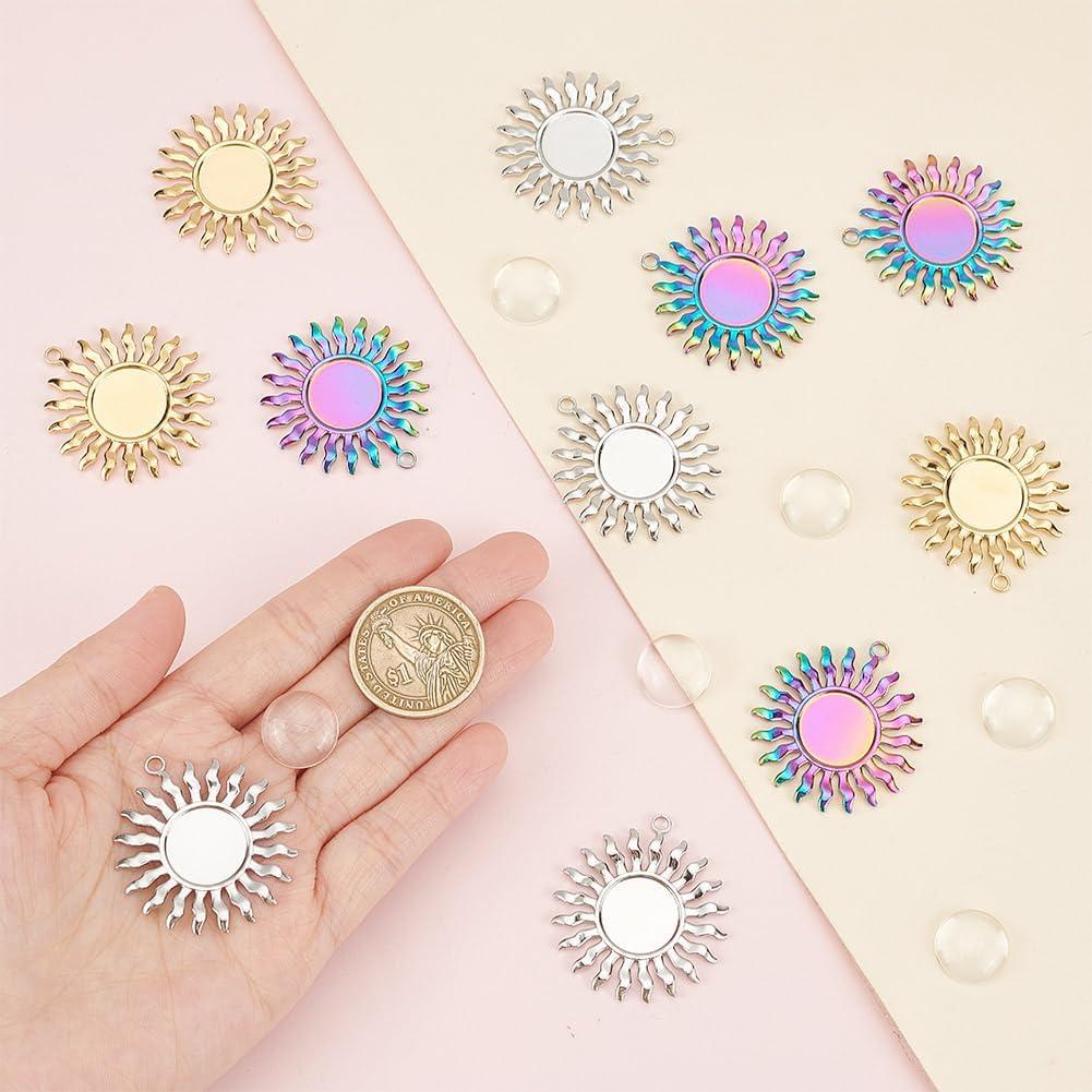 Kit de Joyas DIY arricraft 24 Pcs Base Cabochón 15mm Acero Inoxidable