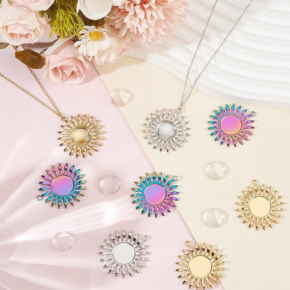 Kit de Joyas DIY arricraft 24 Pcs Base Cabochón 15mm Acero Inoxidable