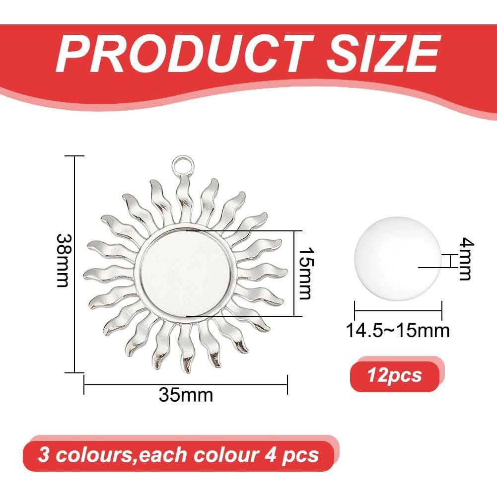 Kit de Joyas DIY arricraft 24 Pcs Base Cabochón 15mm Acero Inoxidable