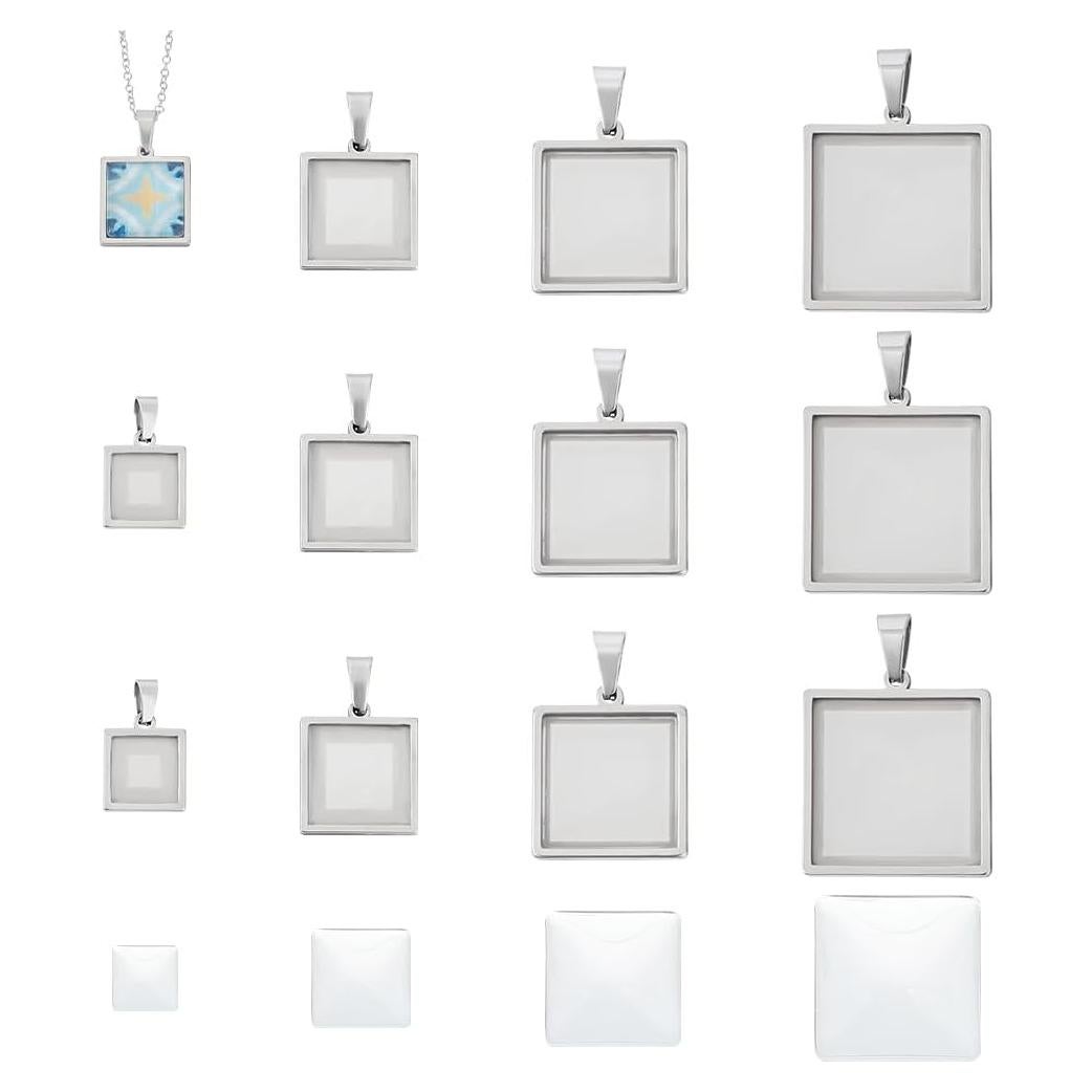 Kit de Joyería UNICRAFTALE 12 Conjuntos Cabochón Acero Inoxidable