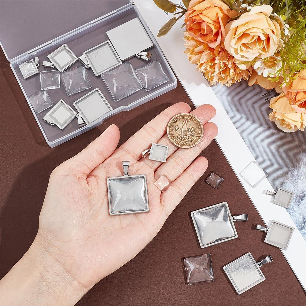 Kit de Joyería UNICRAFTALE 12 Conjuntos Cabochón Acero Inoxidable