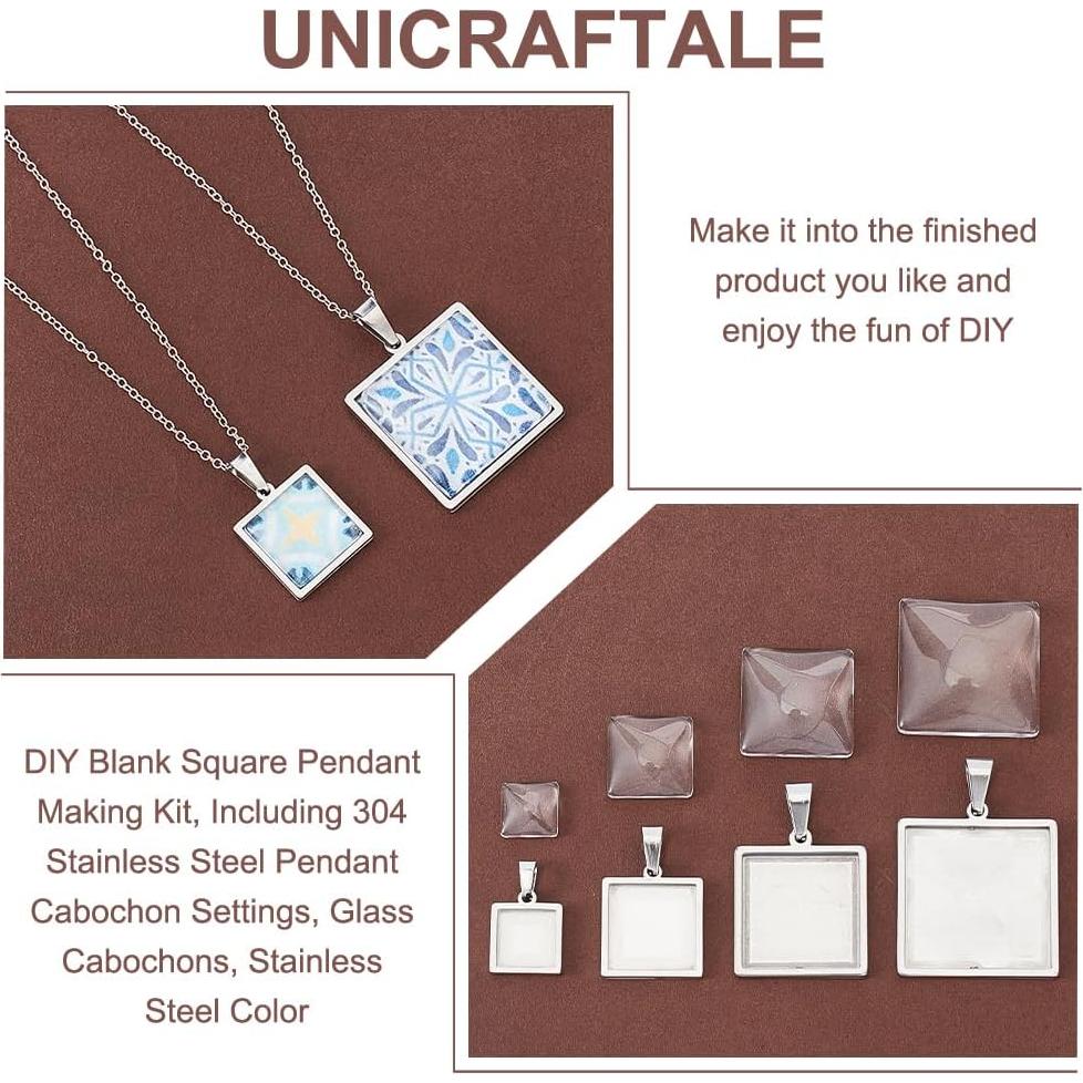 Kit de Joyería UNICRAFTALE 12 Conjuntos Cabochón Acero Inoxidable