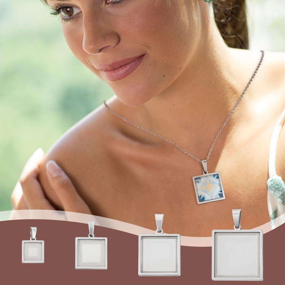 Kit de Joyería UNICRAFTALE 12 Conjuntos Cabochón Acero Inoxidable