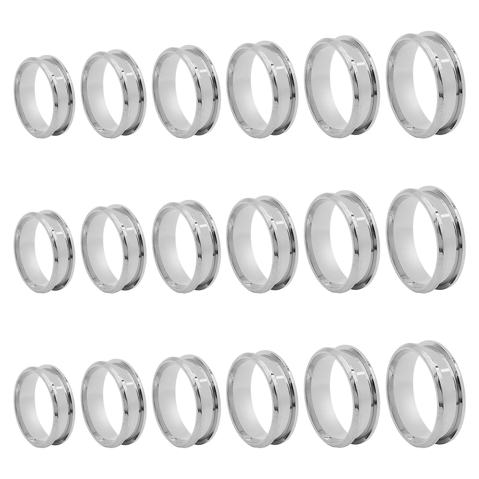 Anillos de Acero Inoxidable Oubaka 18pcs 6 Tamaños 8mm Ancho